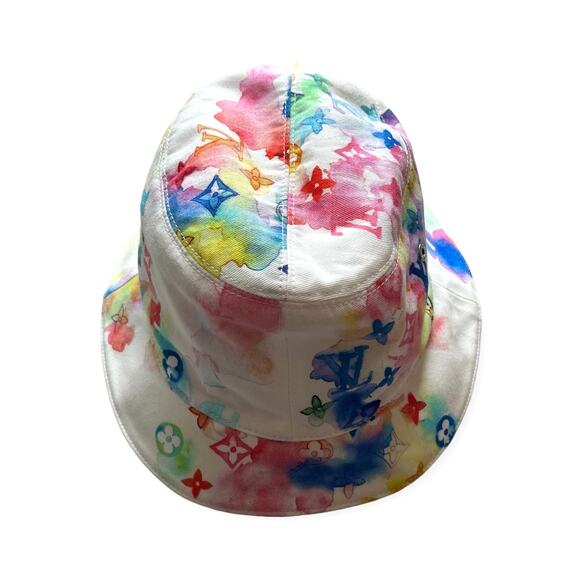 Louis Vuitton Bucket Hat Monogram White Watercolor Multicolor - Picture 2 of 10